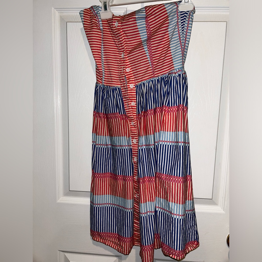 Button down strapless multi-colored summer dress